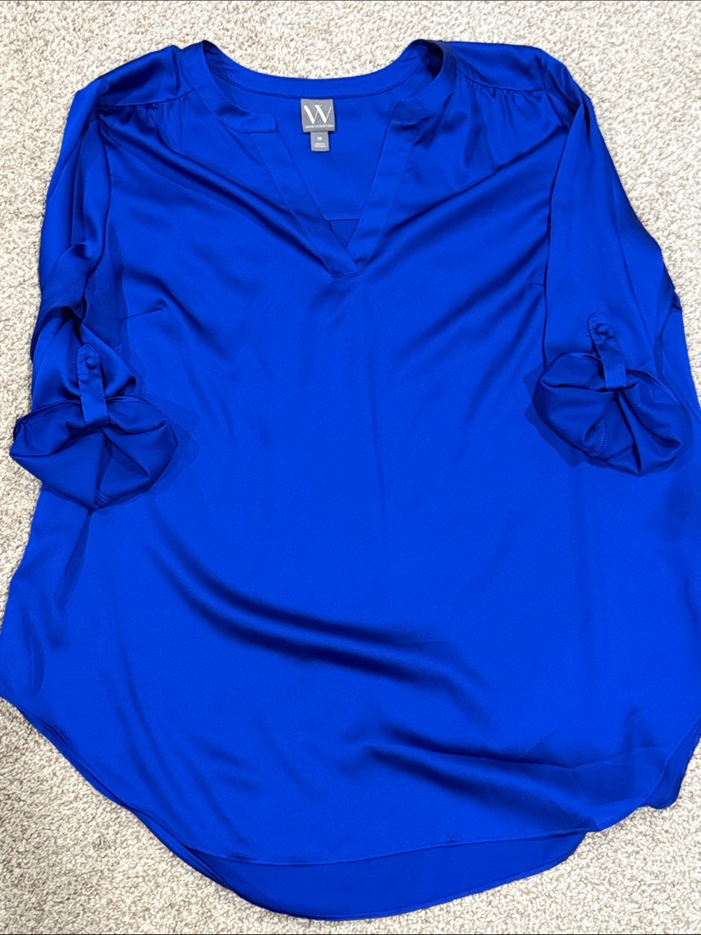 Worthington Cobalt, 1x, V-Neck 3/4 length sleeves, Blouse
